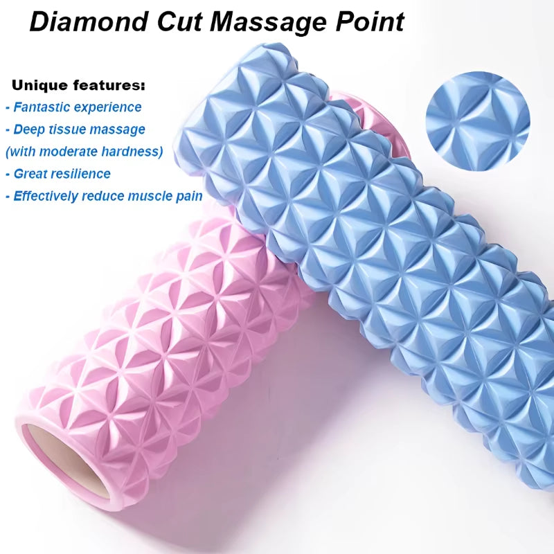 3D Diamond Foam EVA Massage Roller Hollow Yoga Column Fitness Equipment for Muscle Physiapy and Sports Rehabilitation Rolle